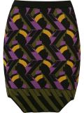 geometric knit fitted skirt