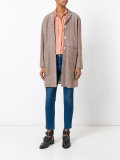 single breasted leather  coat 