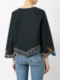 floral scalloped hem top