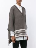 V-Neck Border Stripe Poncho