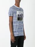 palm tree print striped T-shirt