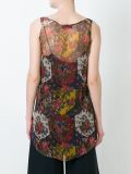semi sheer patchwork floral tank top