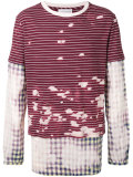 stained striped destroyed T-shirt
