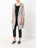 three-quarters sleeve hooded coat