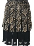 snake print effect pleated skirt