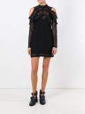 cut-off shoulders fitted dress
