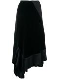 velvet draped asymmetric skirt