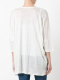 three-quarters sleeve sheer T-shirt
