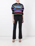 appliqué stripe flared trousers