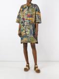 forest print shift dress