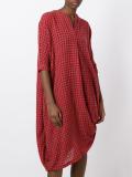 checked V-neck dress