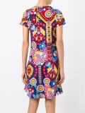 multiple print flared dress