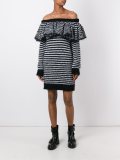 striped ruffle off shoulder dress