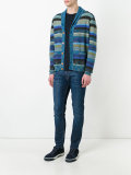 striped V-neck cardigan