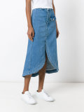 curved hem denim skirt 