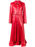 ruffled faux leather coat