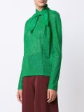 metallic tie collar blouse