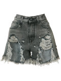 shredded trim denim shorts 