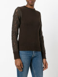 lace-sleeve sweater