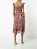 pleated trim leopard print dress