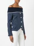 off-shoulder striped shirt