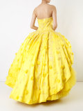 strapless hi-low gown
