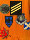 Badge patch hooded coat