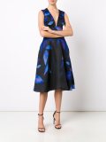 deep V-neck flared dress