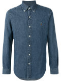 slim-fit denim shirt