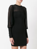 sheer panel fitted dress