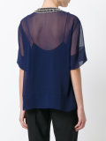 beaded V-neck sheer top