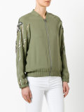 floral sequin sleeve bomber jacket