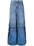 lace-up wide leg jeans 