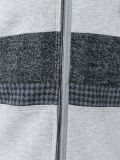 mixed material zip-up hoodie