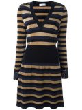 striped V-neck dress