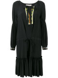 pleated trim flared dress 