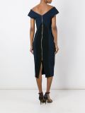textured fitted rear slit dress