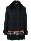 embroidered hem double breasted coat