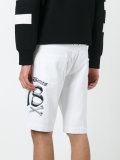 embroidered slogan shorts