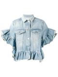 ruffle-trimmed denim jacket