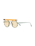 pen motif round sunglasses
