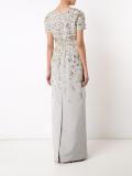 embroidered cap sleeve gown
