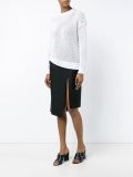 Mesh-Stitched Long Sleeve Sweater