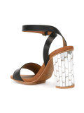 metallic heel sandals