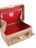 padlock closure shoulder bag