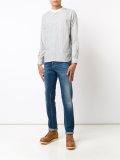 striped band collar shirt