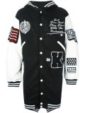 varsity style patched coat 
