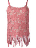 floral embroidered fringed hem top