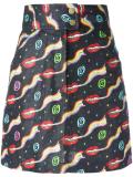 smoking lips print skirt