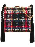 tasseled boucle clutch